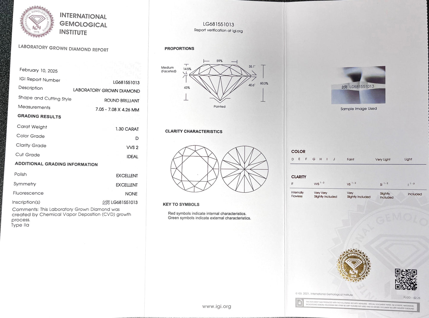 14K White Gold Lab Grown Diamonds 2-5/8 Ct Stud Earrings, D VVS2 IGI Certified