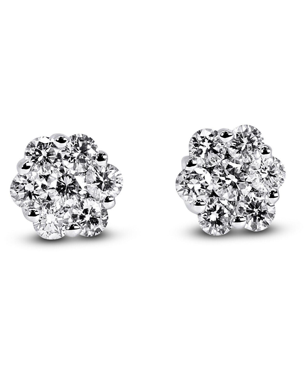 14K White Gold Lab Grown 5/8 Carat Diamond Flower Studs Earrings