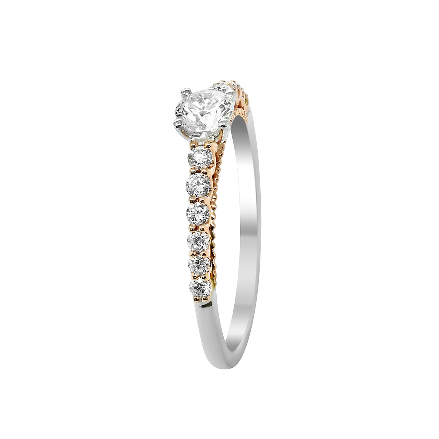 14K Two tone Gold Lab Grown Diamond 1/2 Ct Ring, Size 7, IGI Certificate