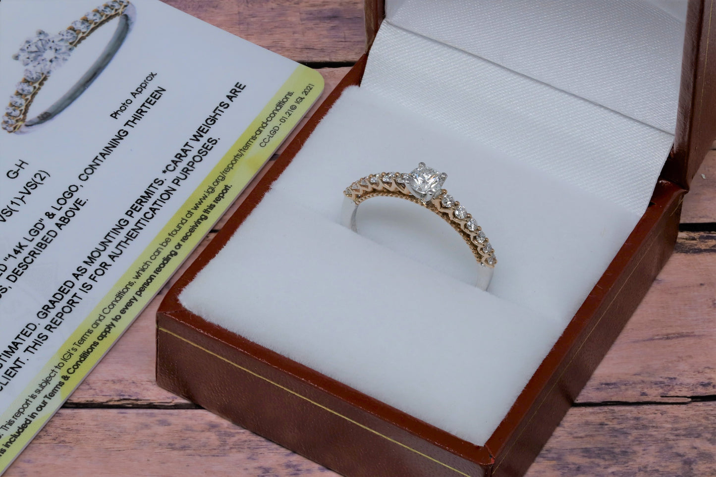 14K Two tone Gold Lab Grown Diamond 1/2 Ct Ring, Size 7, IGI Certificate