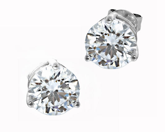14K White Gold Lab Grown Diamonds 2-5/8 Ct Stud Earrings, IGI Certified E VVS2