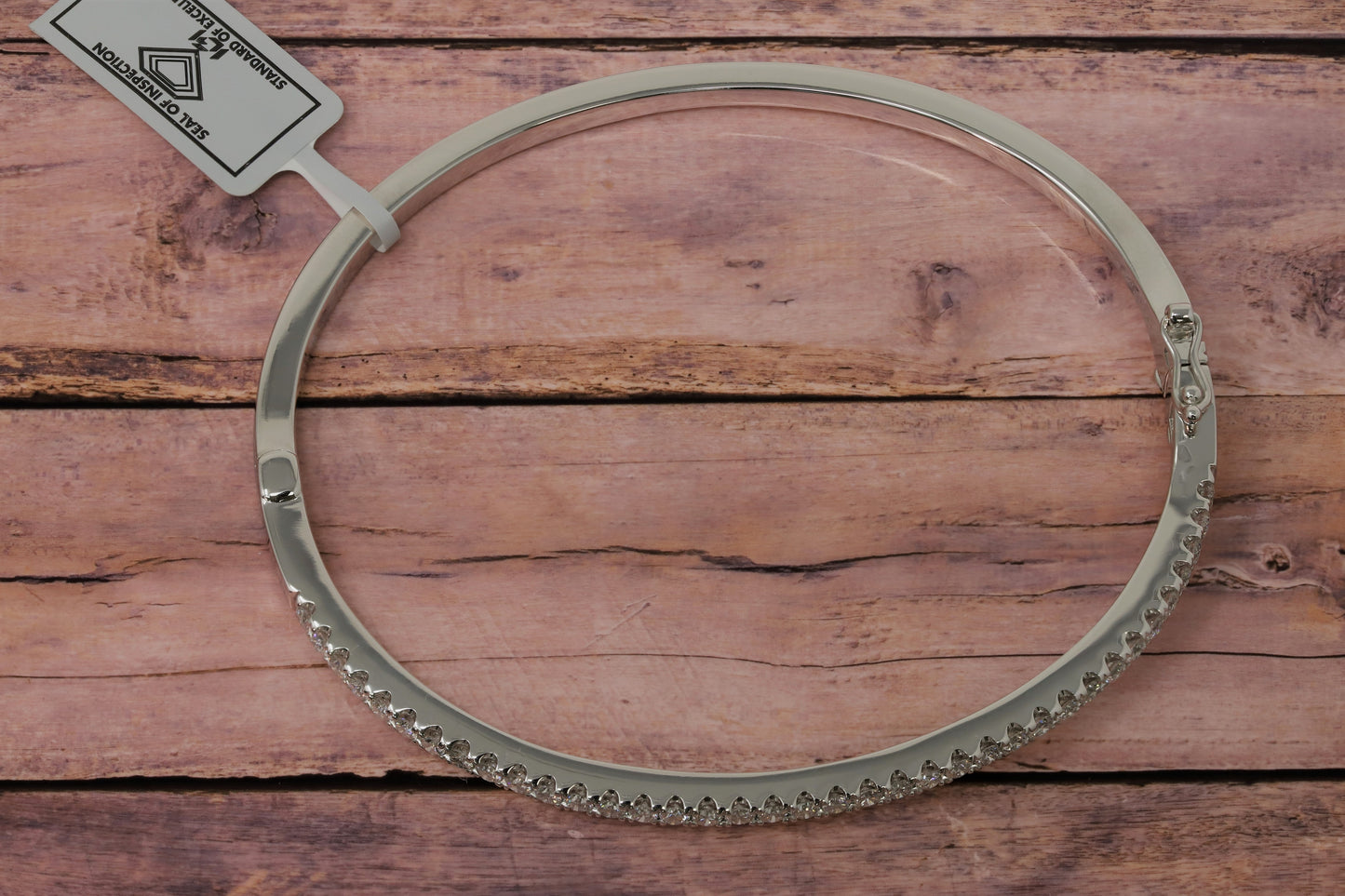 14K White Gold Lab Grown Diamond Bangle Bracelet VS1-VS2, G-H