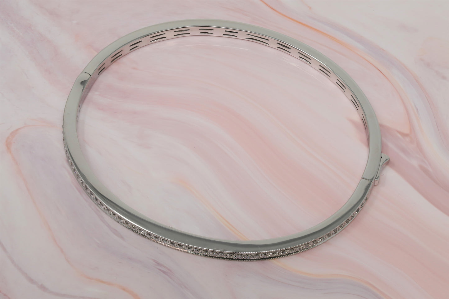 14K White Gold Lab Grown Diamond 5/8 Ct Bangle Bracelet with IGI Certificate
