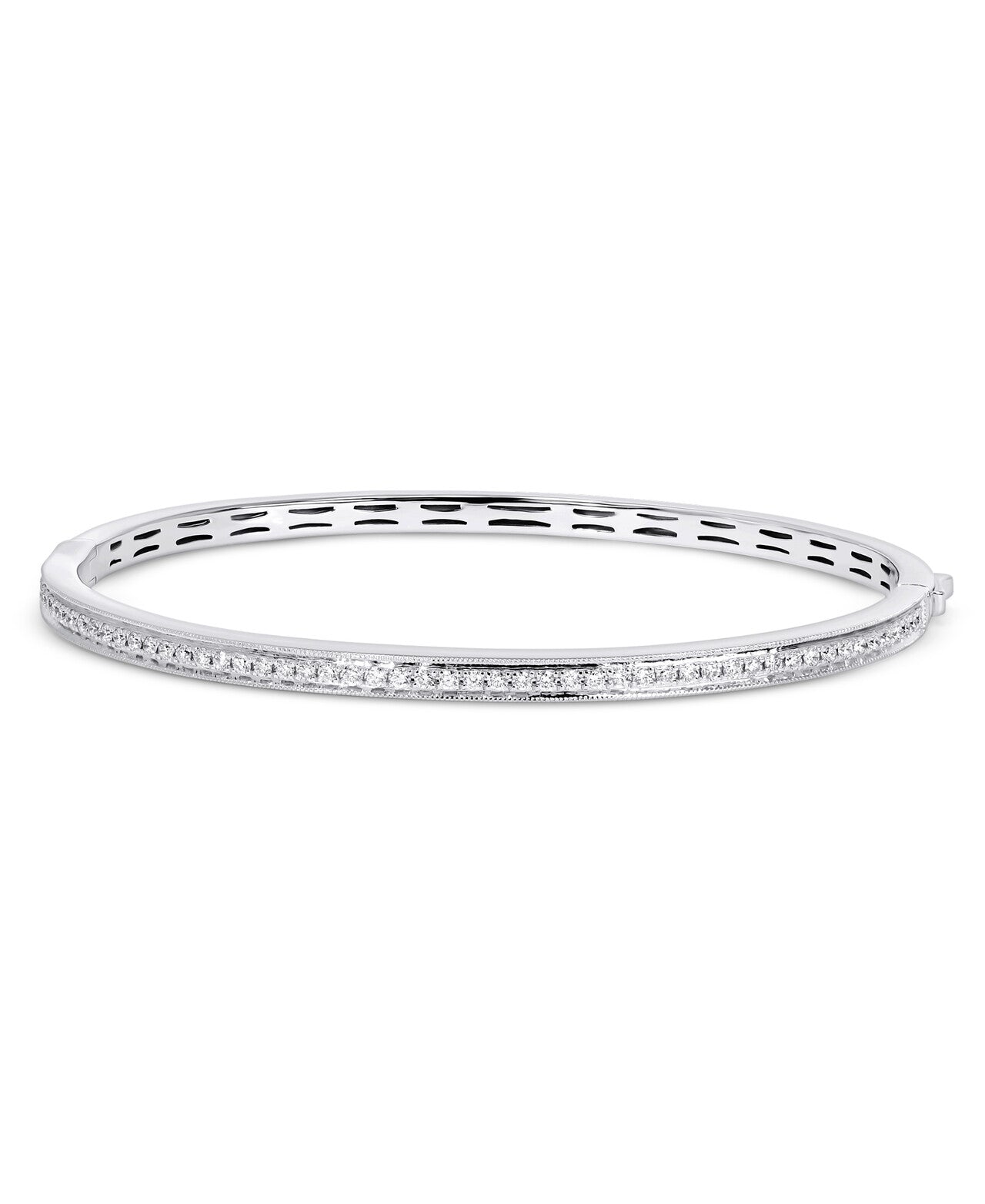14K White Gold Lab Grown Diamond 5/8 Ct Bangle Bracelet with IGI Certificate