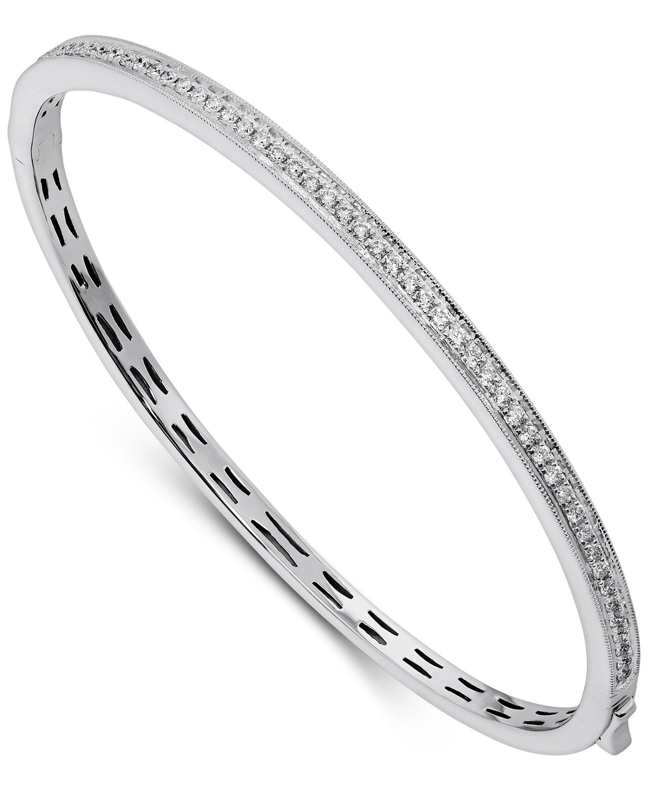 14K White Gold Lab Grown Diamond 5/8 Ct Bangle Bracelet with IGI Certificate