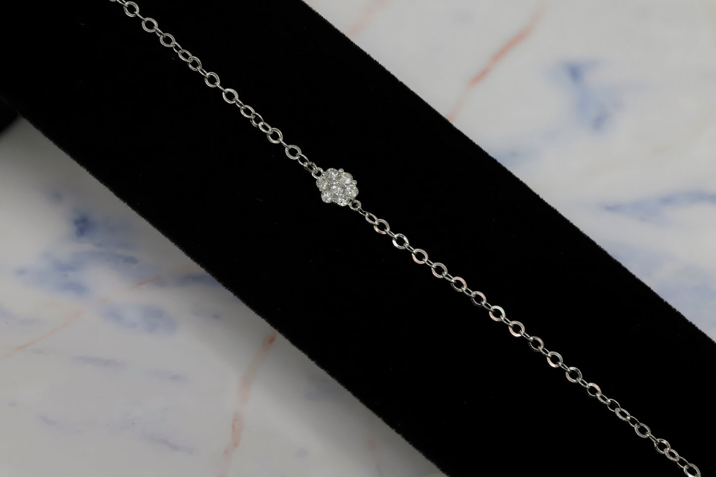 14K White Gold Lab Grown Diamond 1/5 Ct Flower Bracelet with IGI Certificate