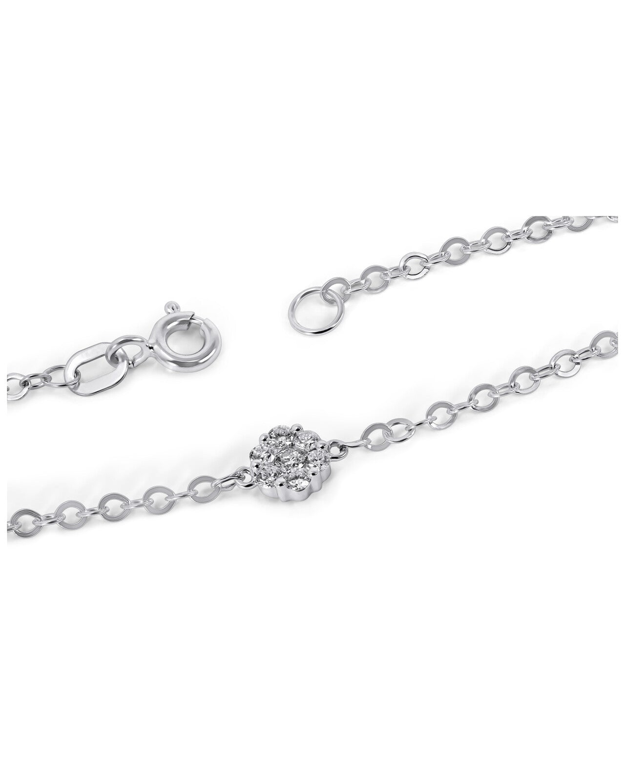 14K White Gold Lab Grown Diamond 1/5 Ct Flower Bracelet with IGI Certificate
