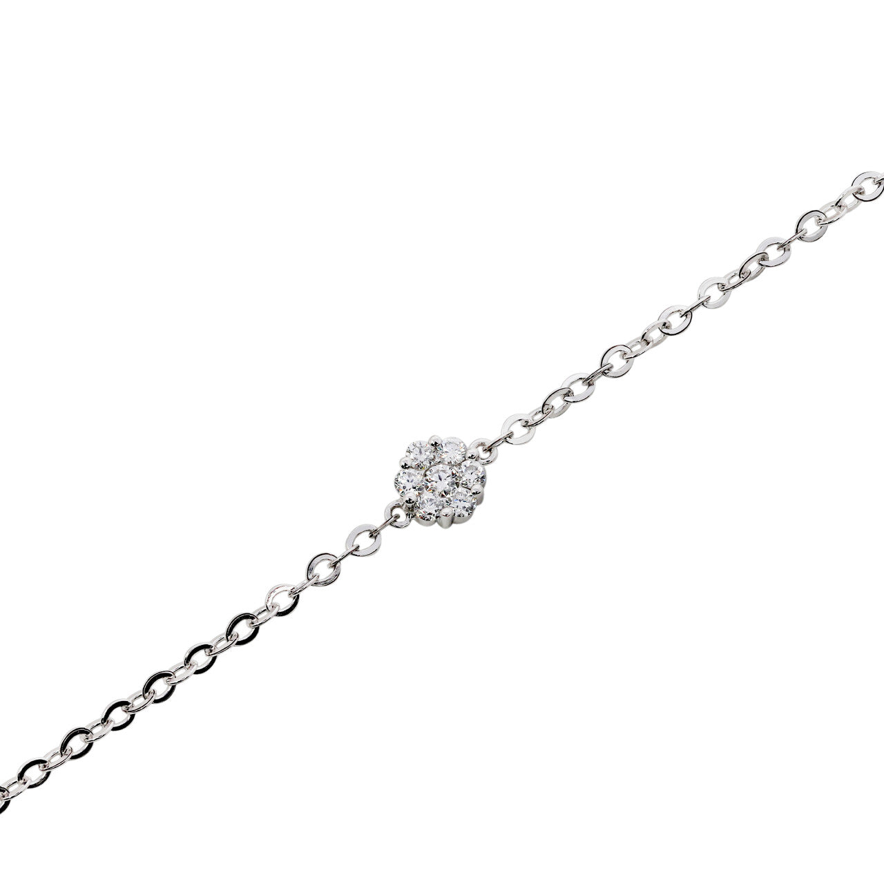 14K White Gold Lab Grown Diamond 1/5 Ct Flower Bracelet with IGI Certificate