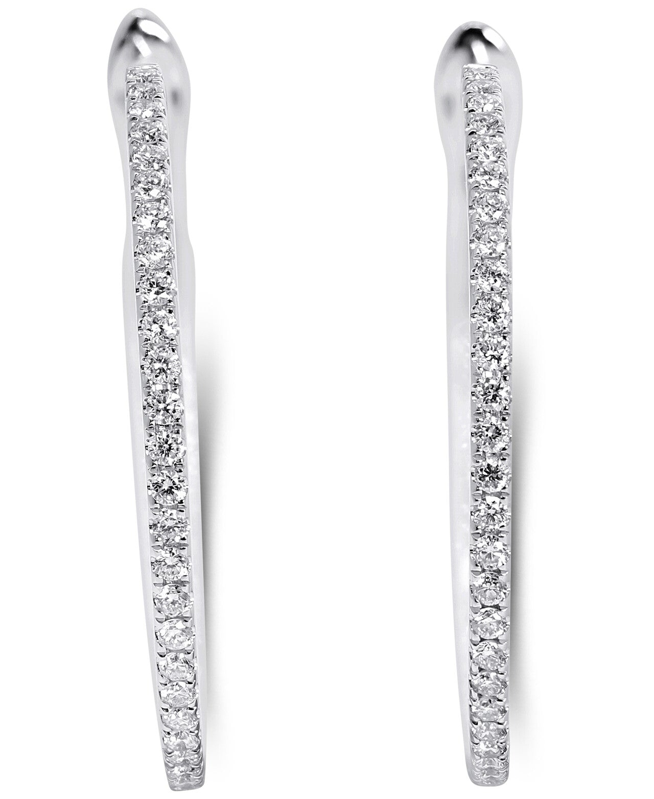 14K White Gold Lab Grown Diamond 1.02 Ct Hoop Earrings, 2 cm Diameter with IGI Certificate