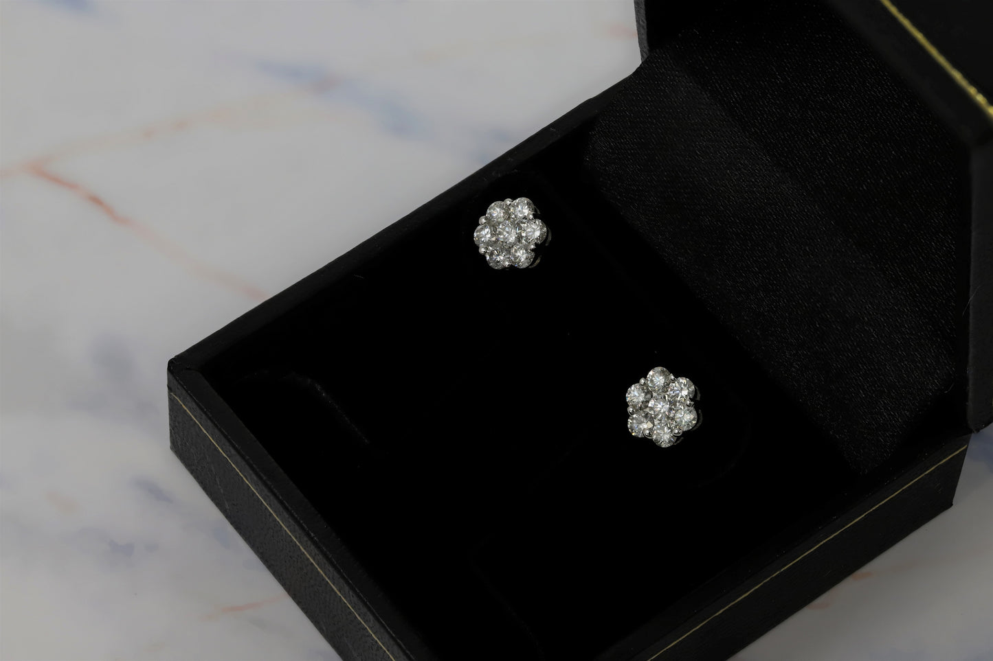 14K White Gold Lab Grown Diamond Flower Earrings. IGI Certified 5/8 CT Total Diamonds. H-I Color VS1-VS2 Clarity