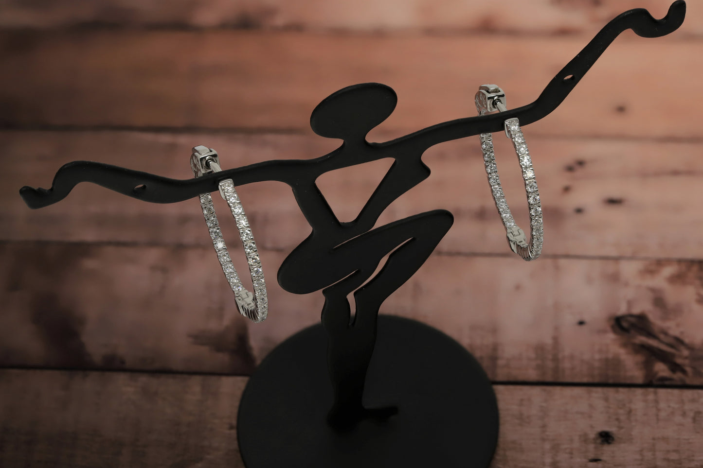 14K White Gold Lab Grown Diamond 1/2 Ct Inside Out Hoop Earrings, 2cm Diameter with IGI Certificate