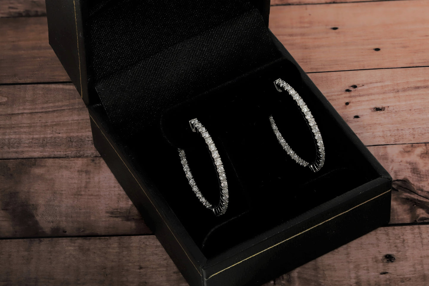 14K White Gold Lab Grown Diamond 1/2 Ct Inside Out Hoop Earrings, 2cm Diameter with IGI Certificate