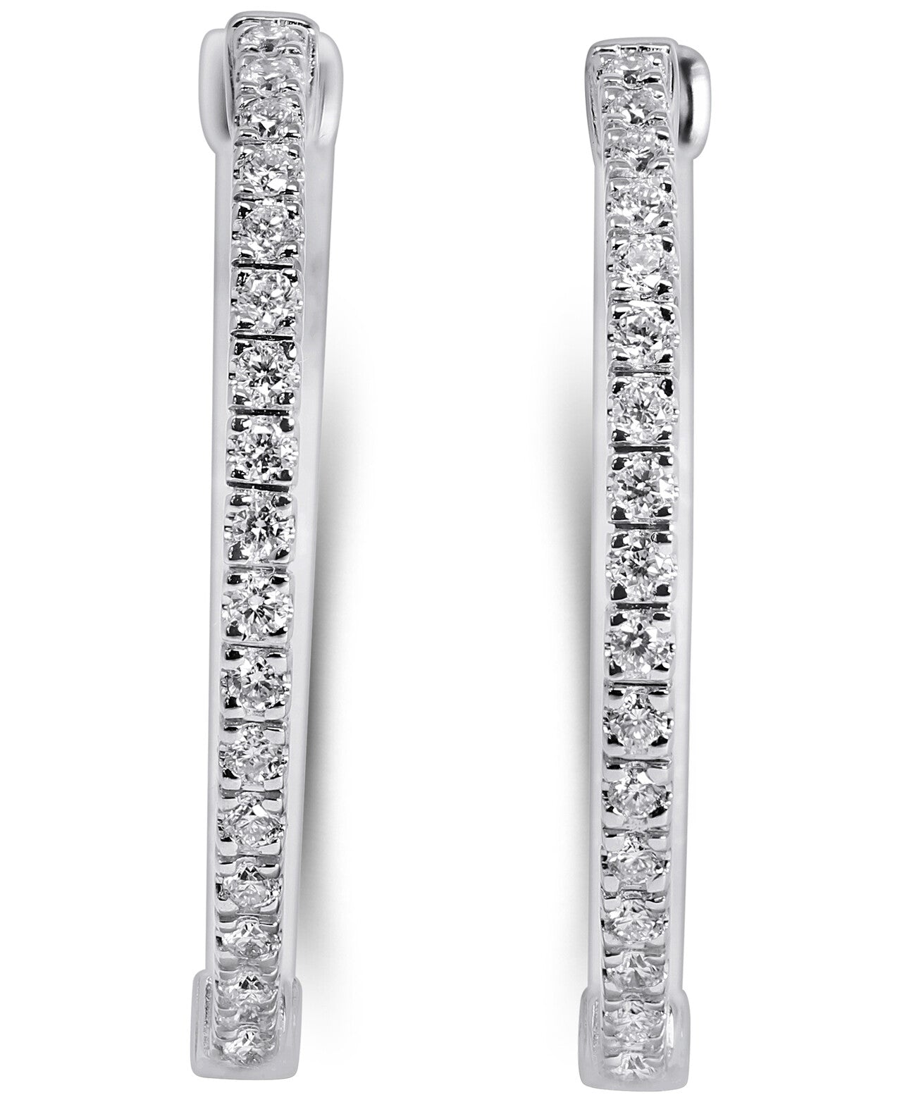 14K White Gold Lab Grown Diamond 1/2 Ct Inside Out Hoop Earrings, 2cm Diameter with IGI Certificate