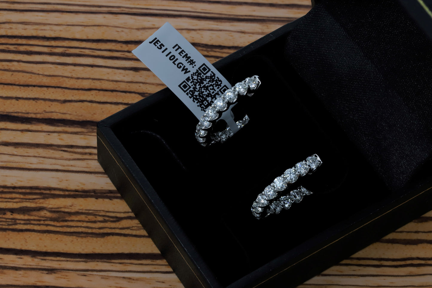14K White Gold Lab Grown Diamond 1-3/8 Ct Hoop Earrings. IGI Certified G-H VS1-VS2, 1.5cm Diameter