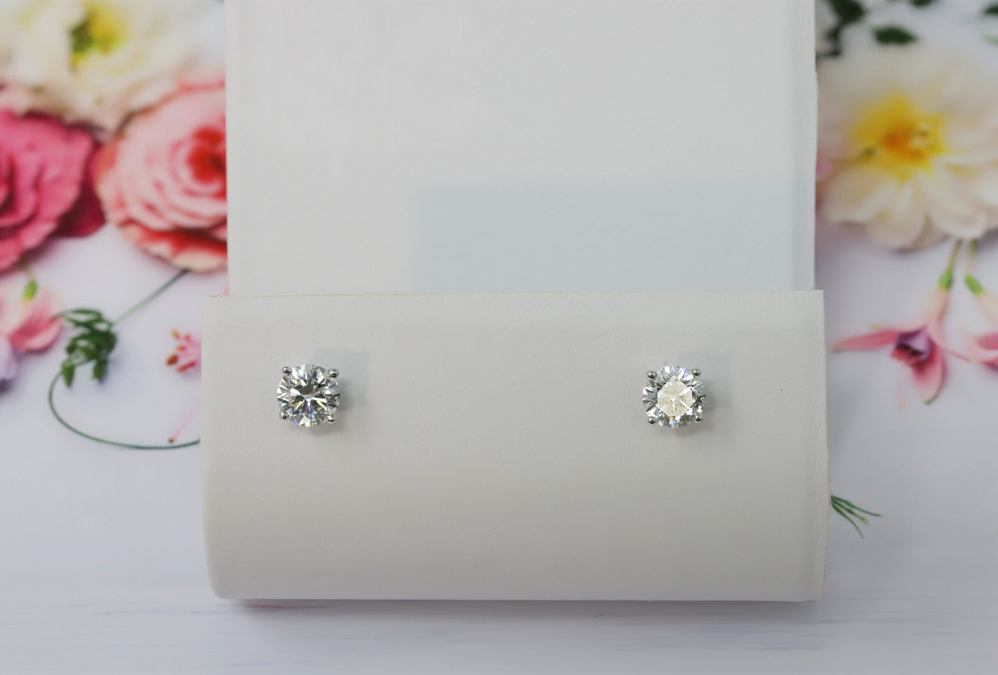14K White Gold Lab Grown Diamond Stud Earrings. IGI Certified, 1.07 CT Total