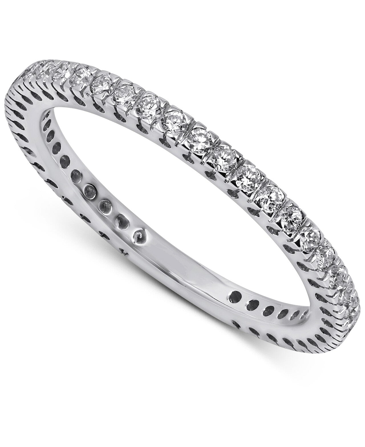 14K White Gold Lab Grown Diamond 1/2 Ct Eternity Band Ring, Size 7 IGI Certificate