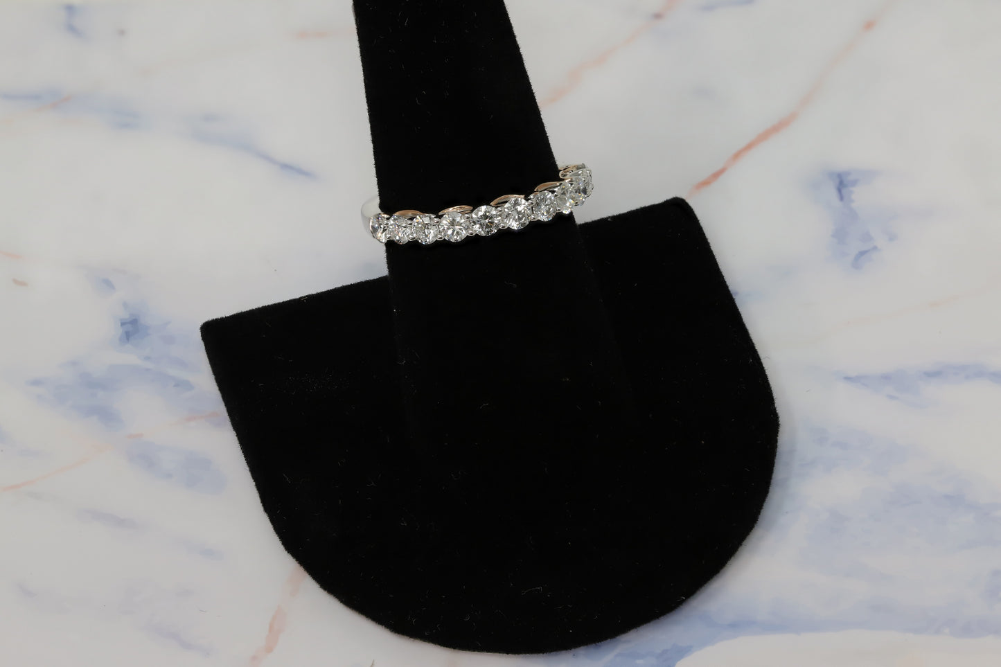 14K Two Tone White and Rose Gold Lab Grown Diamond 1-1/10 Ct Band Ring. G-H Color VS1-VS2 Clarity