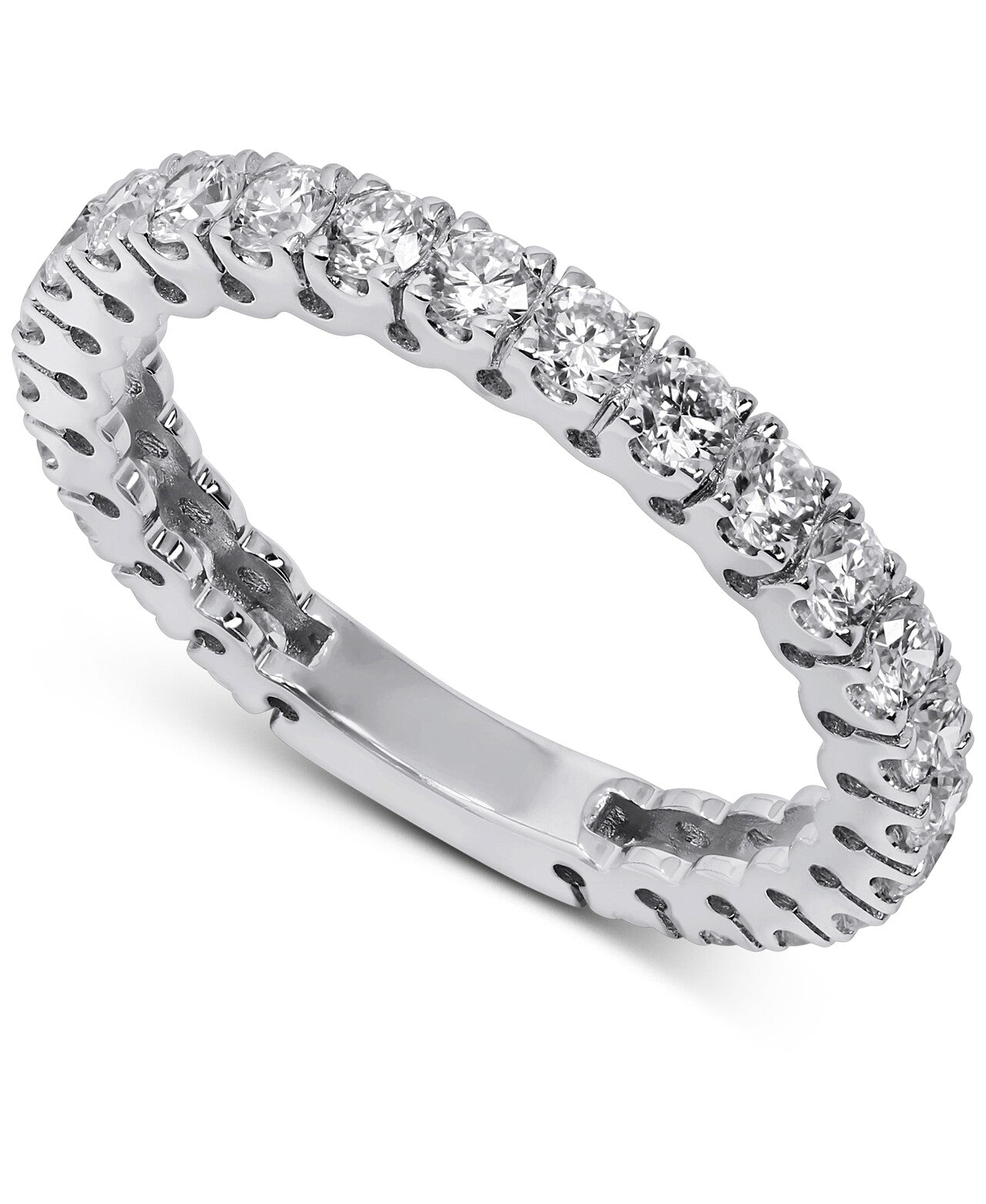 14K White Gold Lab Grown Diamond 1-1/3 Ct Eternity Band Ring. Size 7, IGI Certified G-H, VS1-VS2