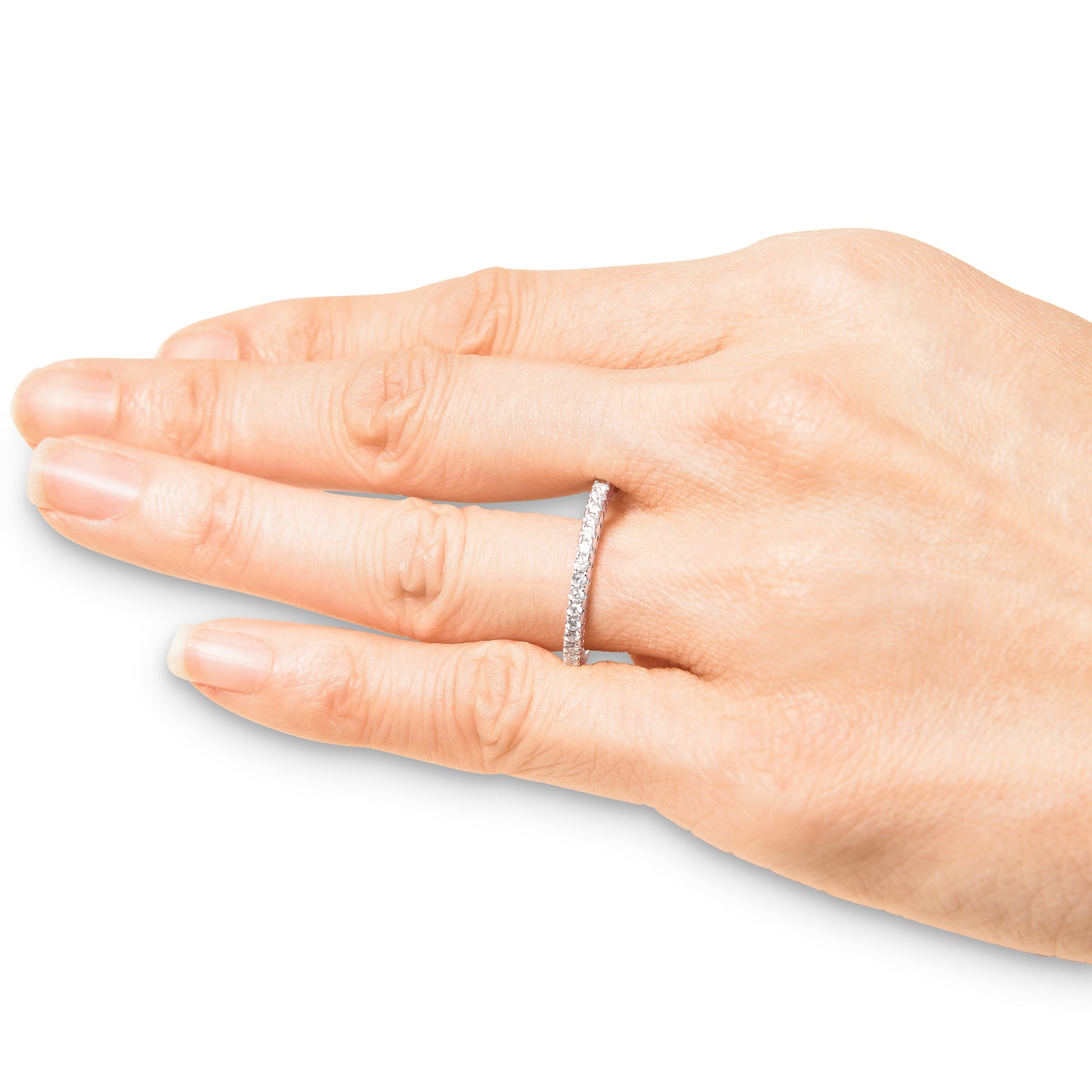 14K White Gold Lab Grown 1/2 Carat Diamond Eternity Band Ring, Size 7 with IGI Certificate