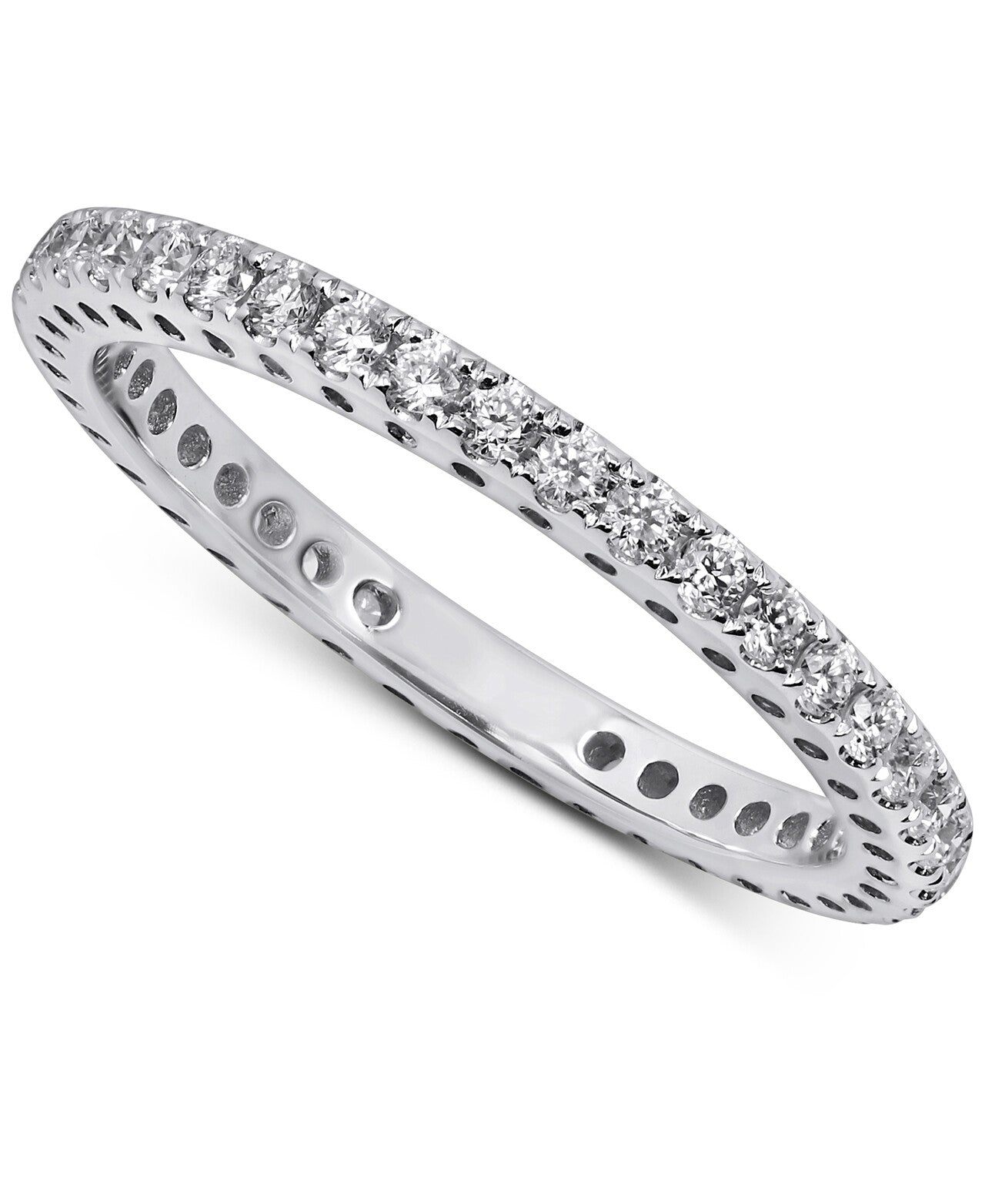 14K White Gold Lab Grown 1/2 Carat Diamond Eternity Band Ring, Size 7 with IGI Certificate