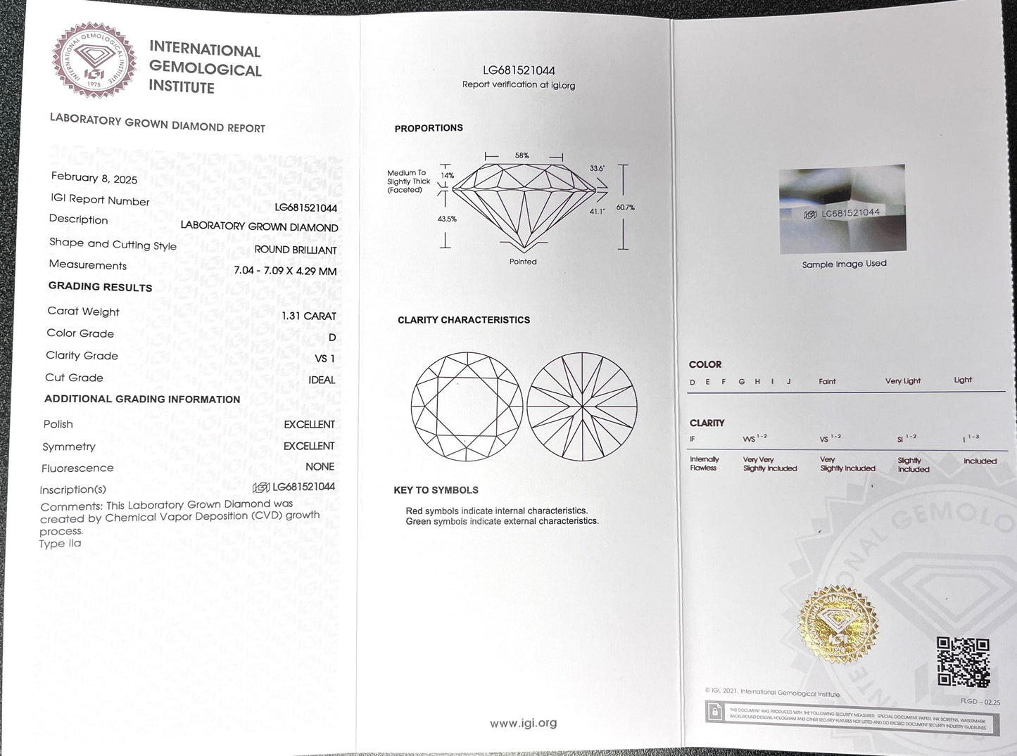 14K White Gold Lab Grown Diamonds 2-5/8 Ct Stud Earrings, IGI Certified, D VS1, D VVS2