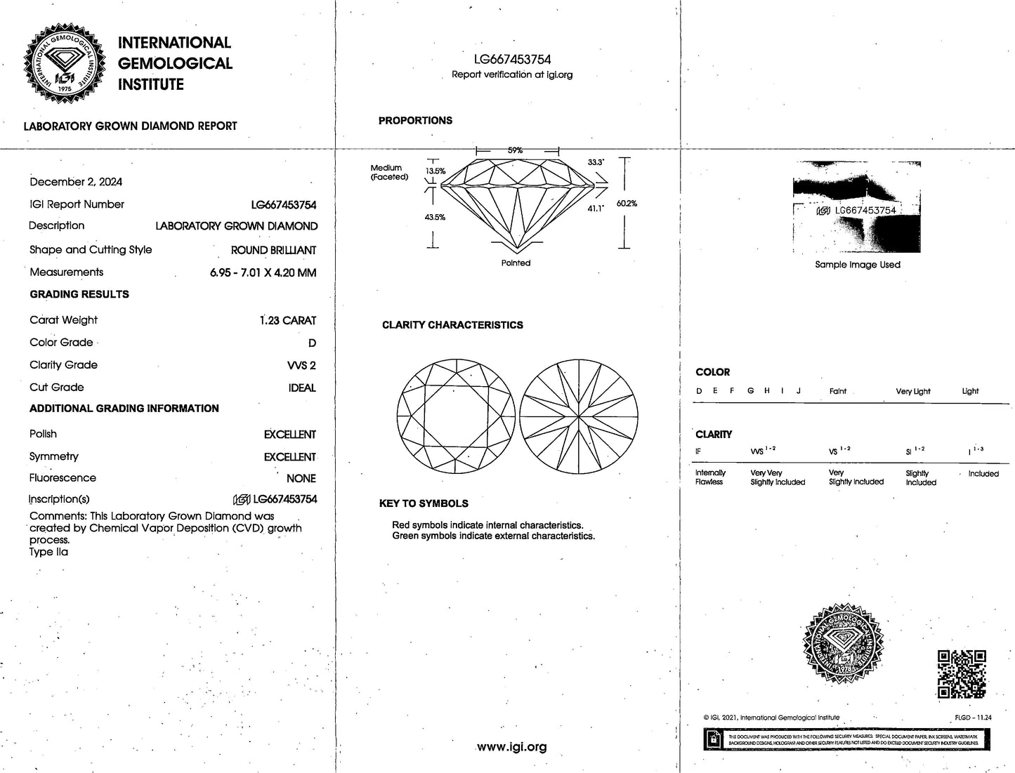 14K White Gold Lab Grown Diamonds 2-1/2 Ct Stud Earrings with IGI Certificate