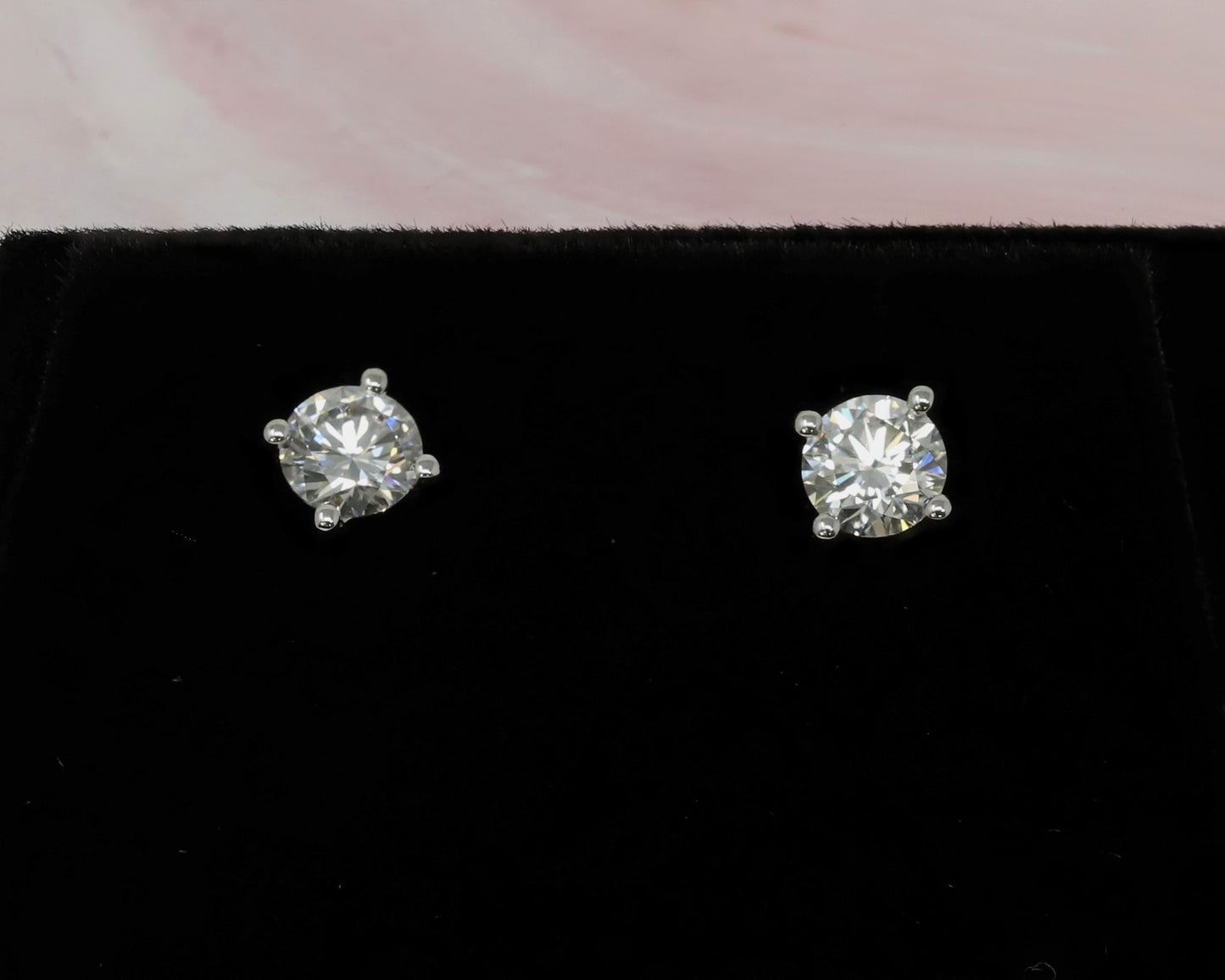 14K Solid White Gold Lab Grown Diamonds 3/4 Ct Stud Earrings. G-H Color, VS1-VS2 Clarity