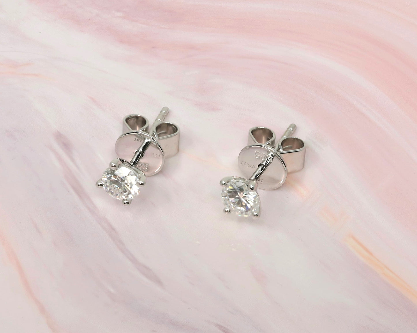 14K Solid White Gold Lab Grown Diamonds 3/4 Ct Stud Earrings. G-H Color, VS1-VS2 Clarity