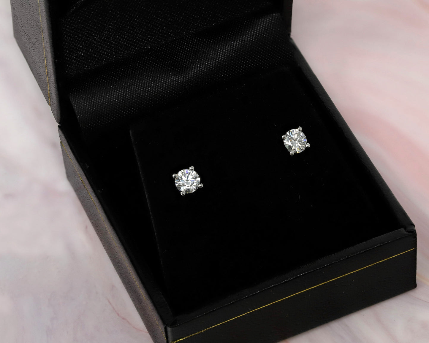 14K Solid White Gold Lab Grown Diamonds 3/4 Ct Stud Earrings. G-H Color, VS1-VS2 Clarity