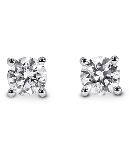 14K Solid White Gold Lab Grown Diamonds 3/4 Ct Stud Earrings. G-H Color, VS1-VS2 Clarity