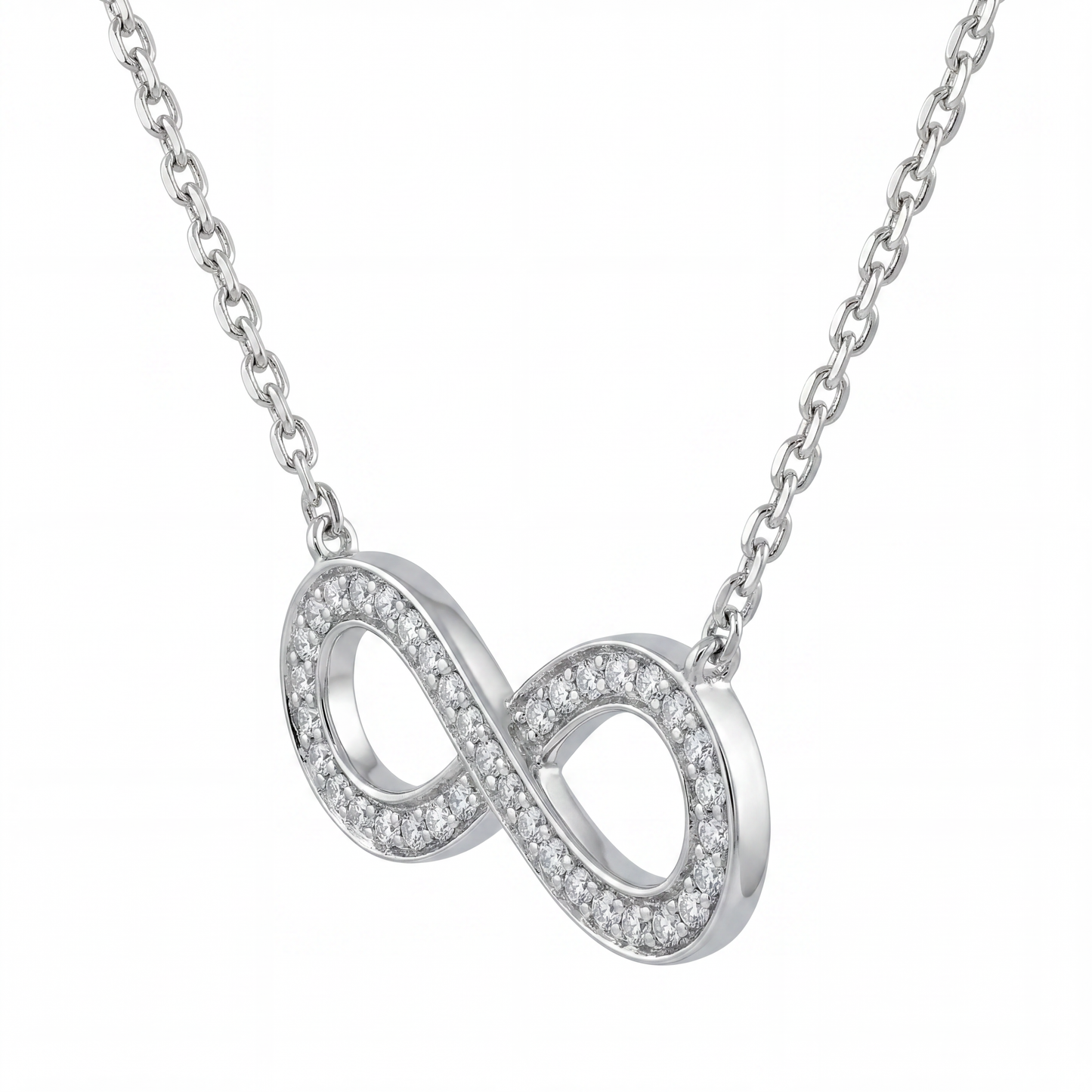 925 Sterling Silver Lab Grown Diamonds 1/3 Ct Infinity Pendant Necklace