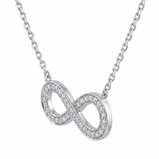 925 Sterling Silver Lab Grown Diamonds 1/3 Ct Infinity Pendant Necklace
