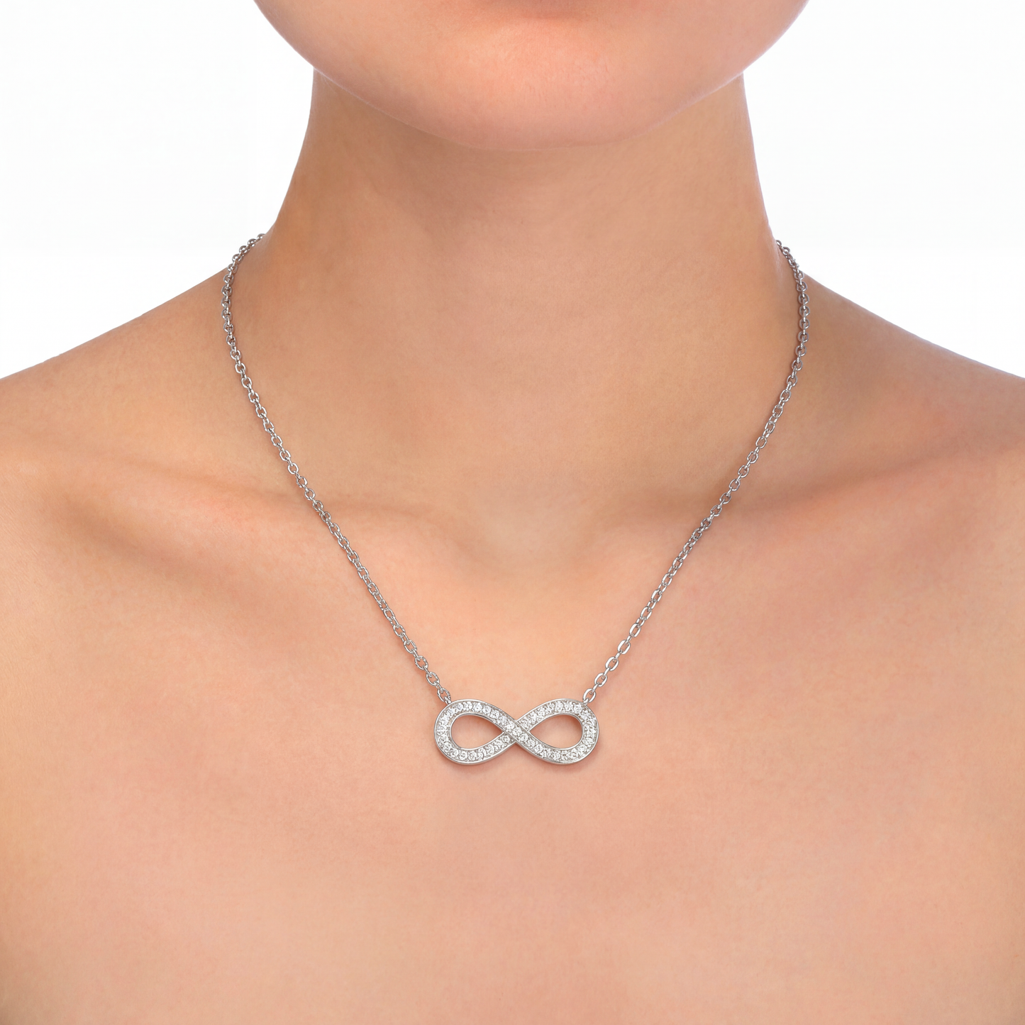 925 Sterling Silver Lab Grown Diamonds 1/3 Ct Infinity Pendant Necklace