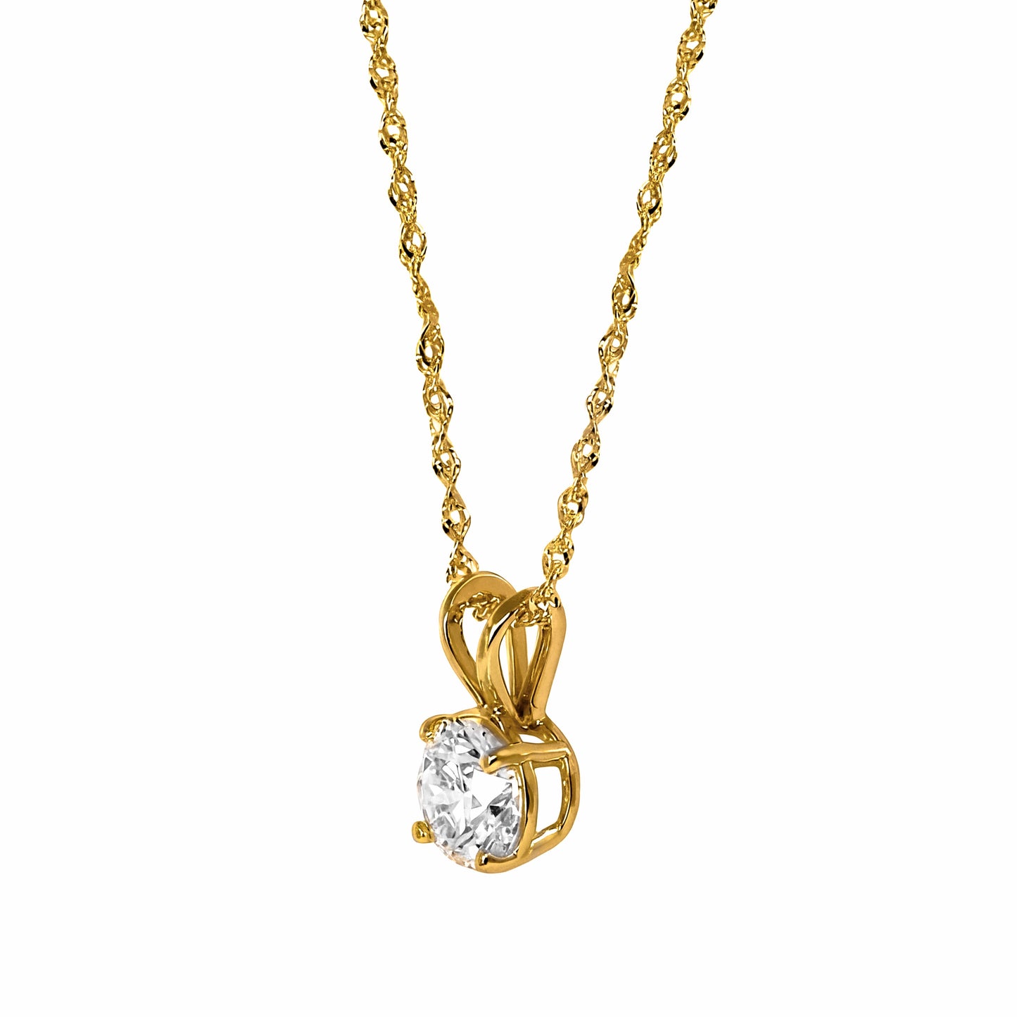 14K Yellow Gold Lab Grown Diamond 1.28 Ct Solitaire Pendant Necklace with IGI Certificate