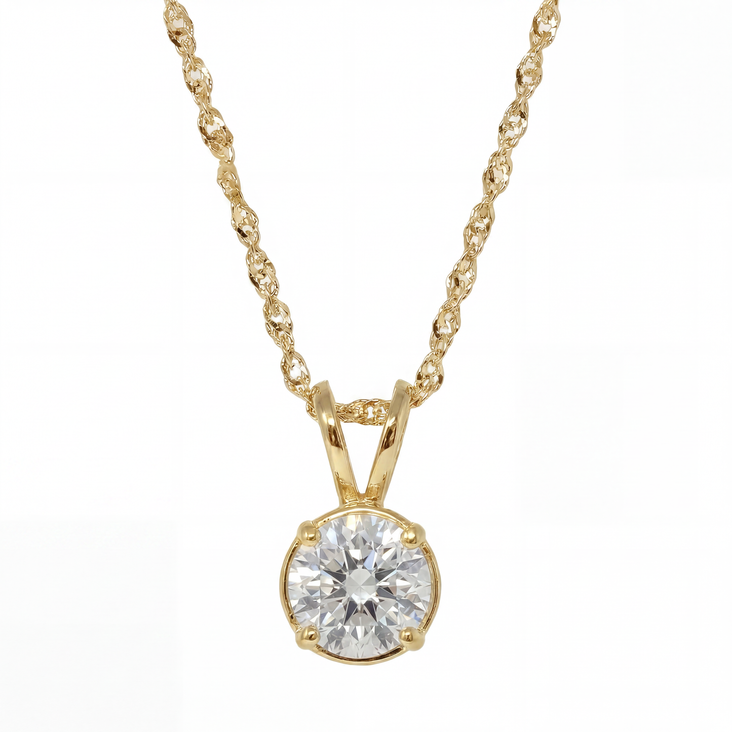14K Yellow Gold Lab Grown Diamond 1.28 Ct Solitaire Pendant Necklace with IGI Certificate