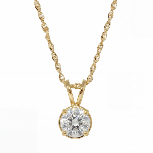 14K Yellow Gold Lab Grown Diamond 1.28 Ct Solitaire Pendant Necklace with IGI Certificate