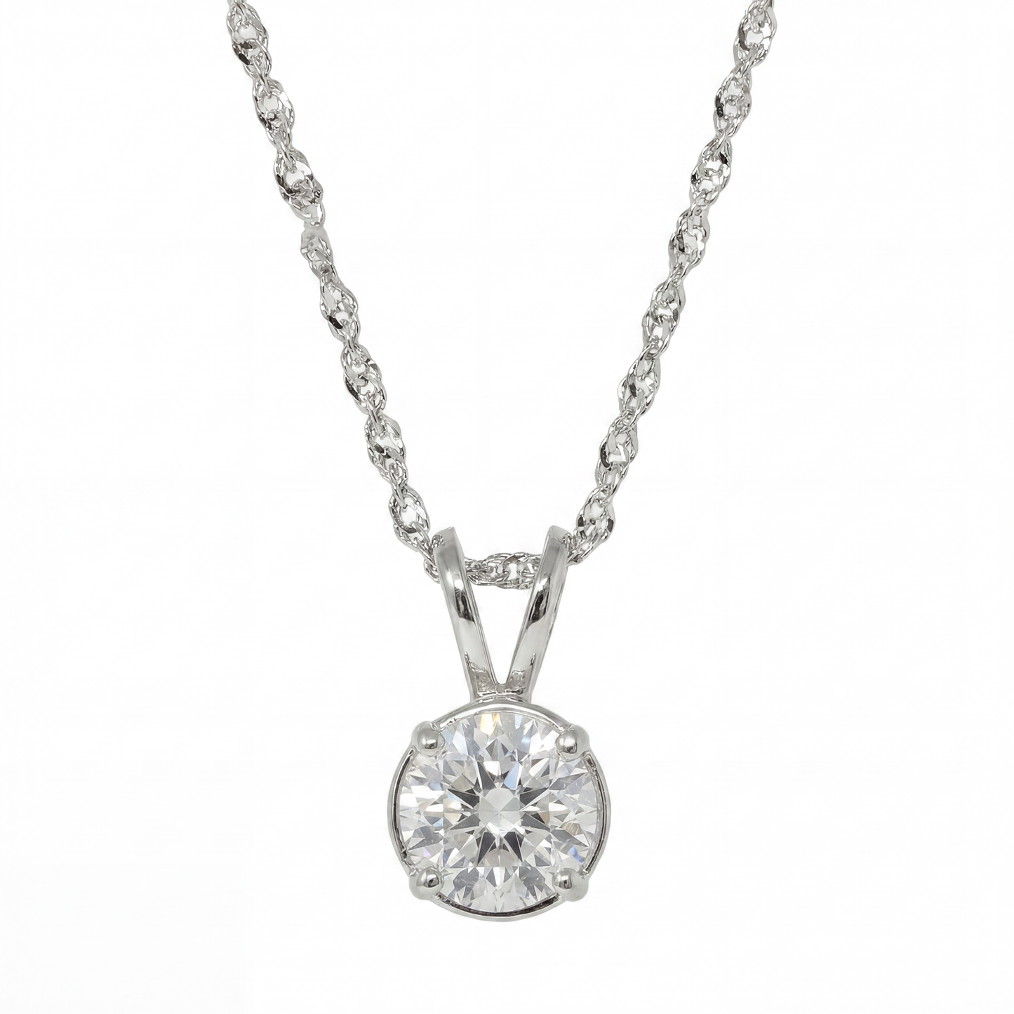 14K White Gold Lab Grown Diamond 1.25 Ct Solitaire Pendant Necklace