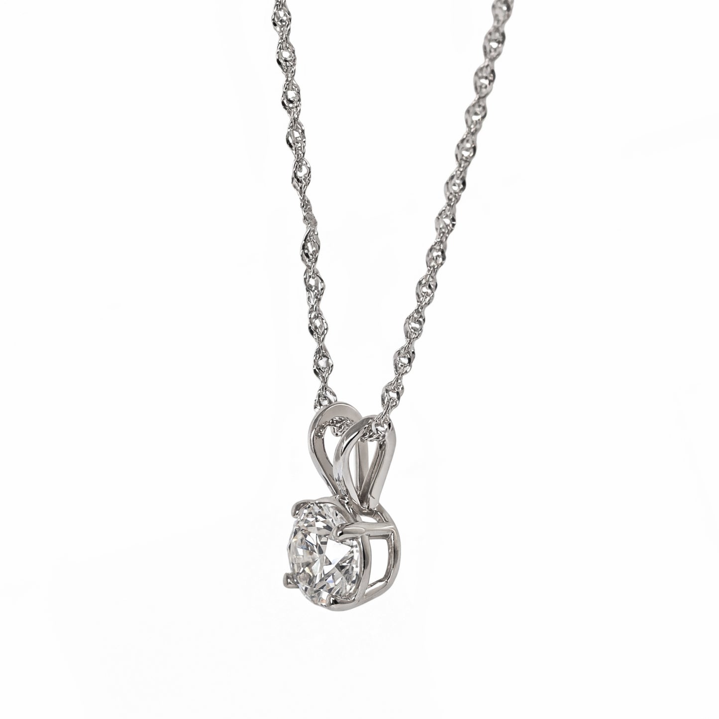 14K White Gold Lab Grown Diamond 1.25 Ct Solitaire Pendant Necklace