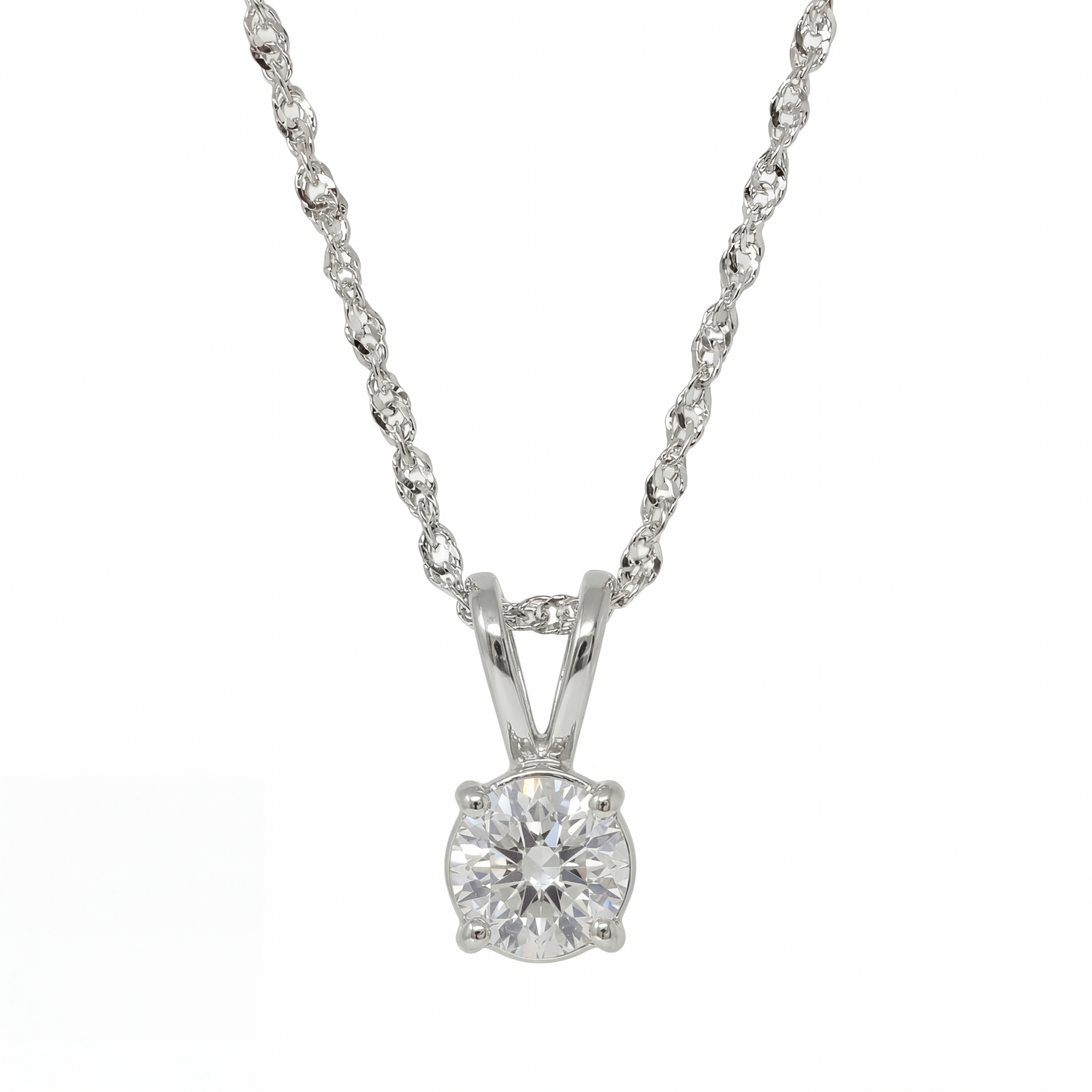 14K White Gold Lab Grown Diamond .61 Ct Round Solitaire Pendant Necklace