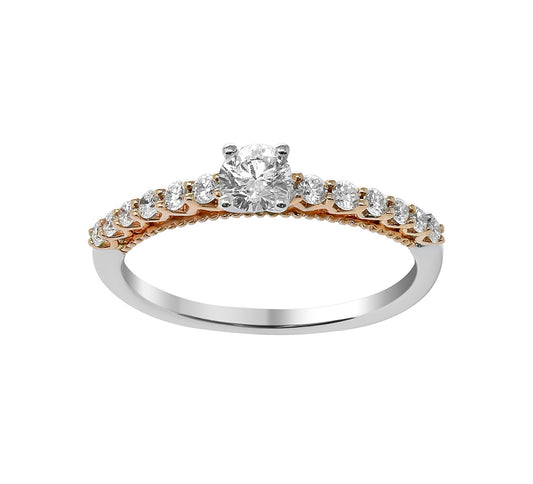 14K Two tone Gold Lab Grown Diamond 1/2 Ct Ring, Size 7, IGI Certificate