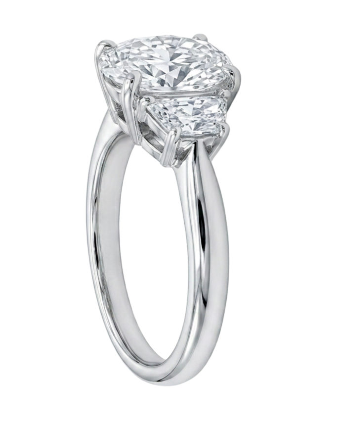 14K Solid White Gold Lab Grown Diamond 2-1/3 Ct Engagement Ring. Size 7