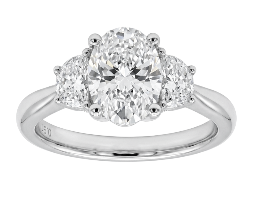 14K Solid White Gold Lab Grown Diamond 2-1/3 Ct Engagement Ring. Size 7