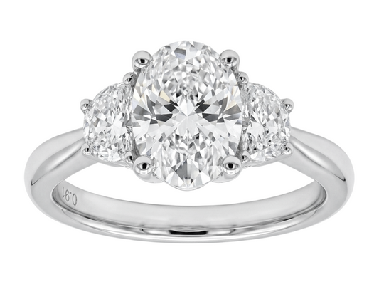 14K Solid White Gold Lab Grown Diamond 2-1/3 Ct Engagement Ring. Size 7