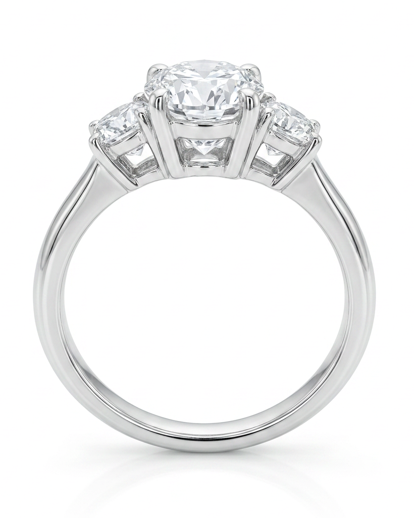 14K Solid White Gold Lab Grown Diamond 2-1/3 Ct Engagement Ring. Size 7