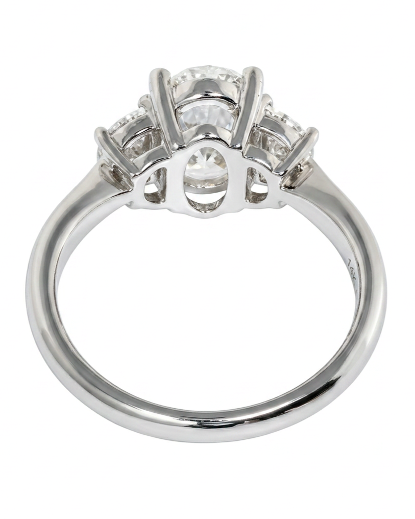 14K Solid White Gold Lab Grown Diamond 2-1/3 Ct Engagement Ring. Size 7