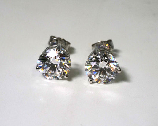 14K White Gold Lab Grown Diamonds 2-1/2 Ct Stud Earrings with IGI Certificate Unisex Jewelry