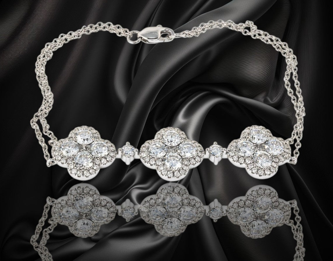 14K Solid White Gold Lab Grown Diamond 4 Ct Bracelet with IGI Certificate