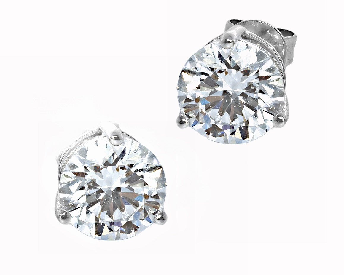 14K Solid White Gold Lab Grown Diamonds 1-5/8 Ct Stud Earrings D, VVS-2