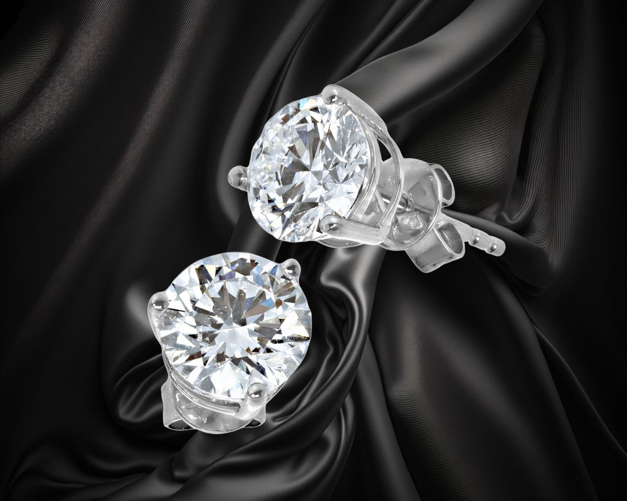 14K White Gold Lab Grown Diamonds 2-1/2 Ct Stud Earrings with IGI Certificate