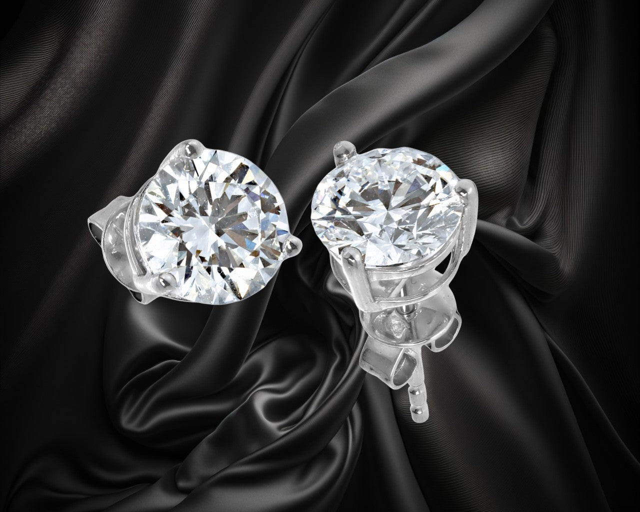 14K White Gold Lab Grown Diamonds 2-1/2 Ct Stud Earrings with IGI Certificate